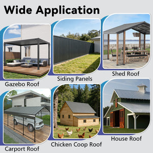 Corrugated Galvanized Metal Roofing Panels, 72.9 x 18.9 Inches, Light Gray, Set of 20