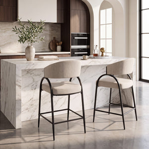 25'' Seat Height Modern Fabric Bar Stools with Back