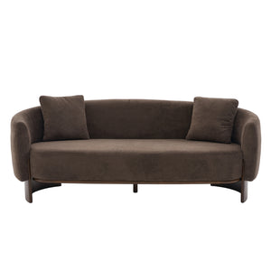 81 In. Curved Velvet Sofa With Wooden Base