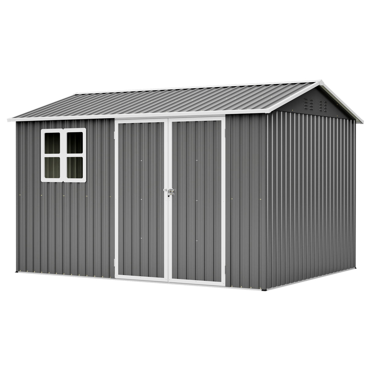 10'x8' Oversized Steel Storage Shed with Window and Lockable Doors