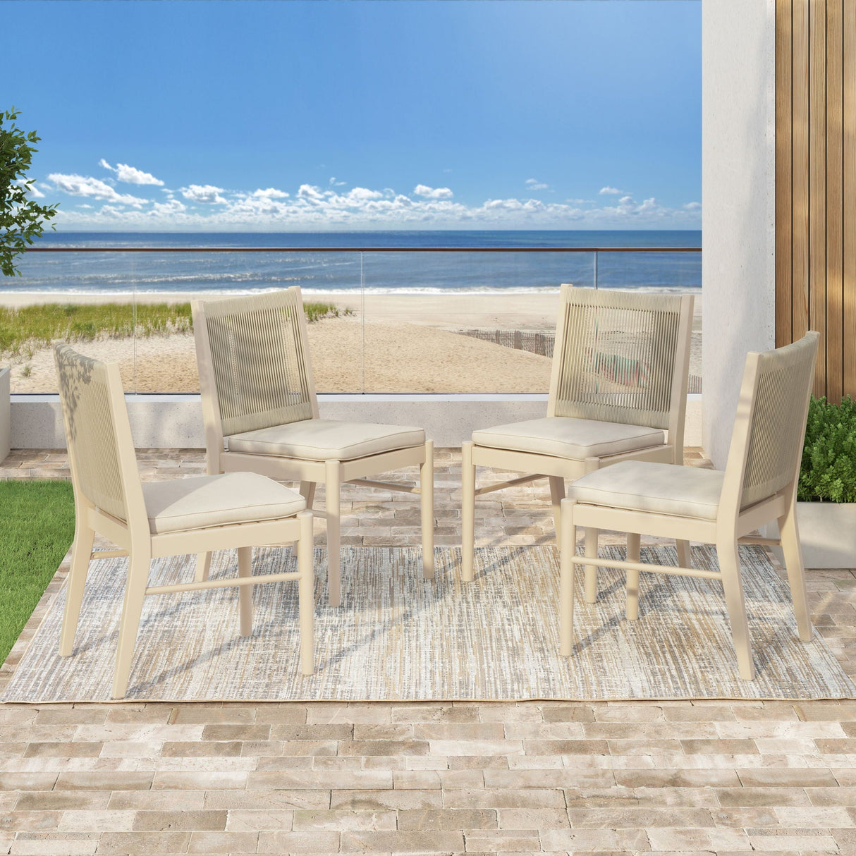 Cordoba - Dining Chair (Set of 2) Comfortable Armless Chairs - Beige - Best Buy Furniture