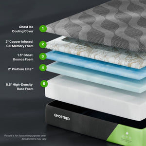 Premium 14" Foam Mattress with Cooling Ghost Ice Cover and Copper Infused Memory Foam