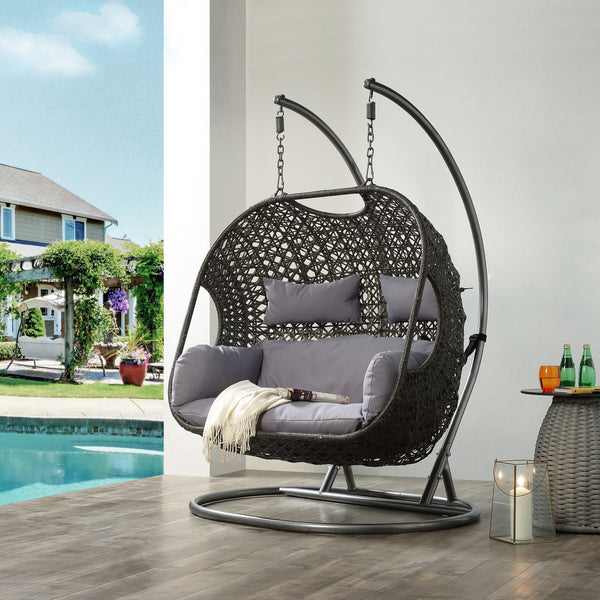 Vasant - Wicker Hanging Chair - Gray - Best Buy Furniture