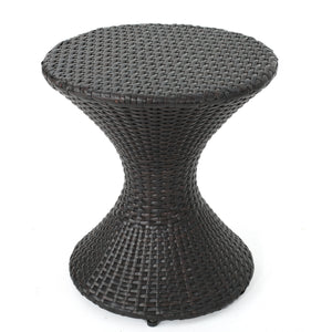Outdoor 16-Inch Multi-Brown Wicker Hourglass Side Table