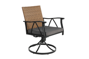 5 Piece Patio Dining Set for 4 with Swivel Rocker Chairs and Steel Table Top