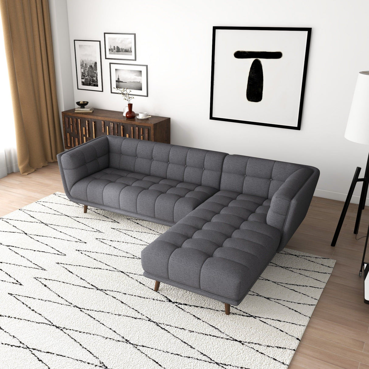 Addison - L Shape Sectional Sofa Tufted