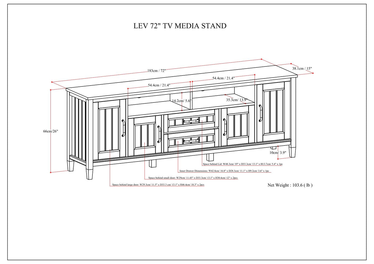 Lev - Handcrafted TV Media Stand - Smoky Brown