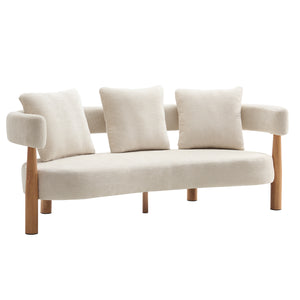 Luxe 76.5 in. Curved 3 Seater Modern Upholstered Chenille Sofa