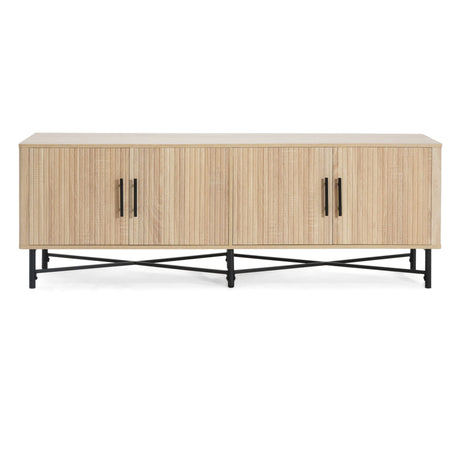 4 Door TV Cabinet with Adjustable Shelves and Storage Spaces