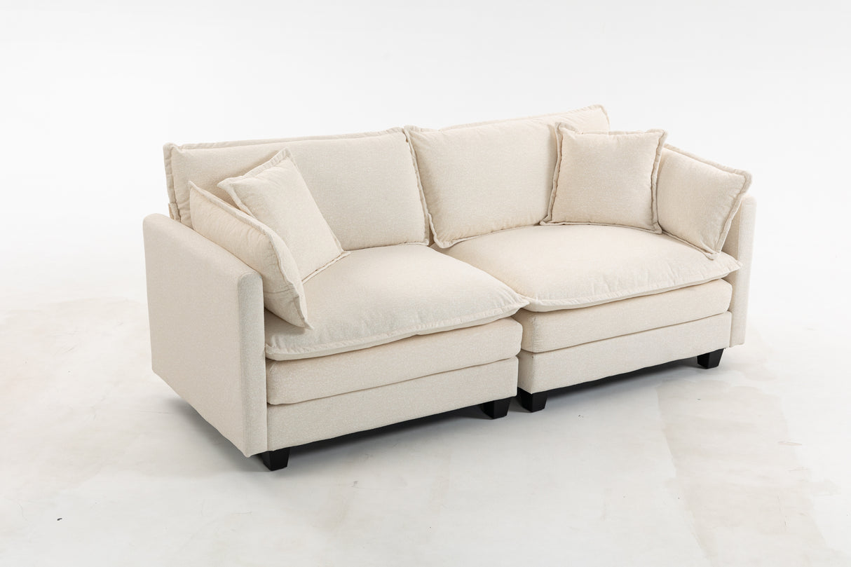 Modern 2-Seats Sectional Sofa with Waist Pillows