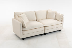 Modern 2-Seats Sectional Sofa with Waist Pillows