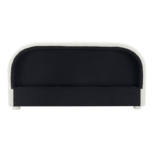Cream Style Fabric Upholstered Bed, Simple Modern Bedroom Double Bed, Queen