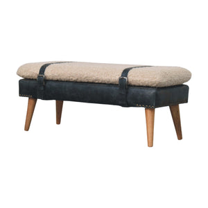 Boucle x Leather Upholstered Bench, Nordic Legs