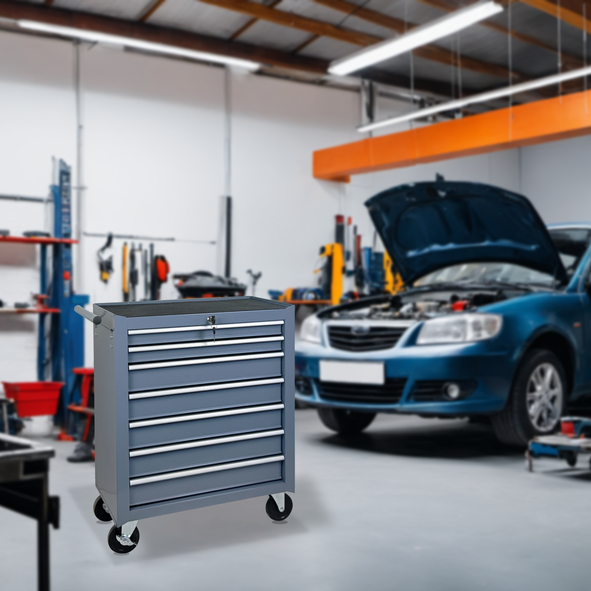 Multifunctional Rolling Tool Chest with 7 Drawers