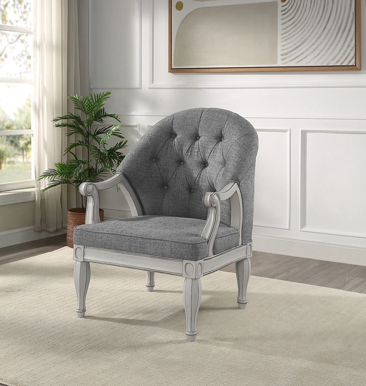 Florian - Antique Chair - Gray / White - Best Buy Furniture