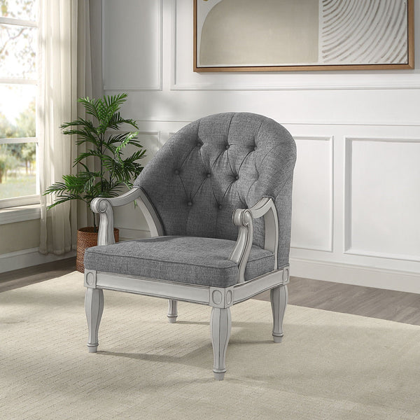 Florian - Antique Chair - Gray / White - Best Buy Furniture