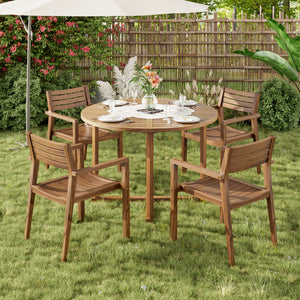 U_STYLE 5-Piece Outdoor Dining Set with Acacia Wood Chairs