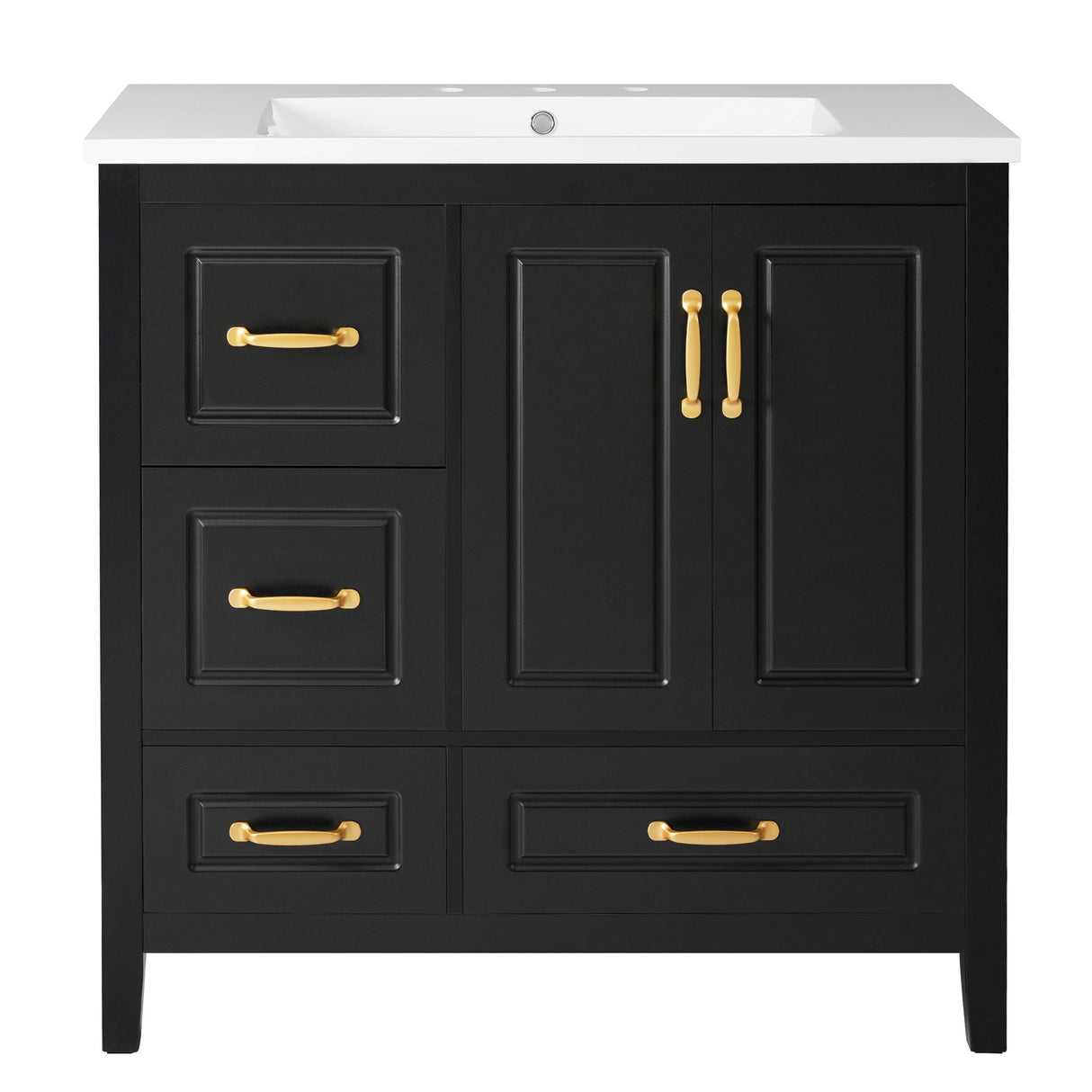 Bathroom Vanity With Sink, Soft Closing Doors & Drawers, Metal Handles - Best Buy Furniture