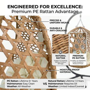 Folding PE Rattan Hanging Egg Chair with Stand