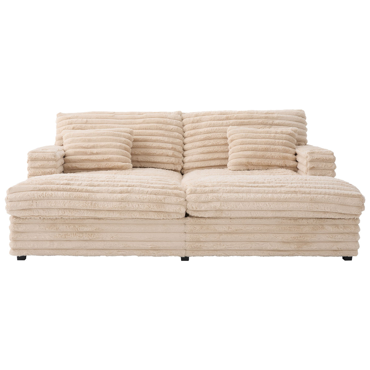 Oversized Double Chaise Lounge Sofa Bed With USB Ports And Cup Holders