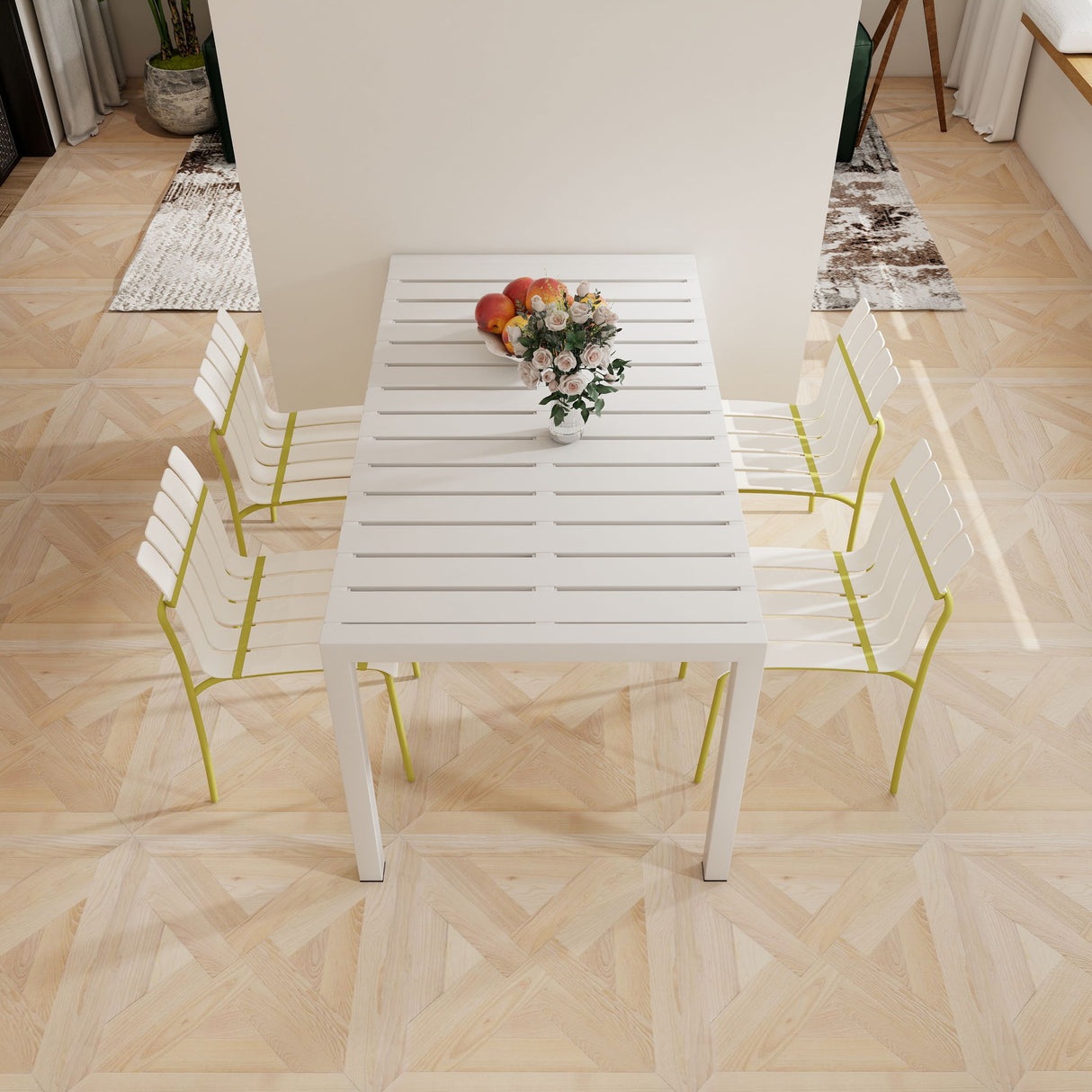 4 Piece Set Of Modern Color Block Designed Single Chairs