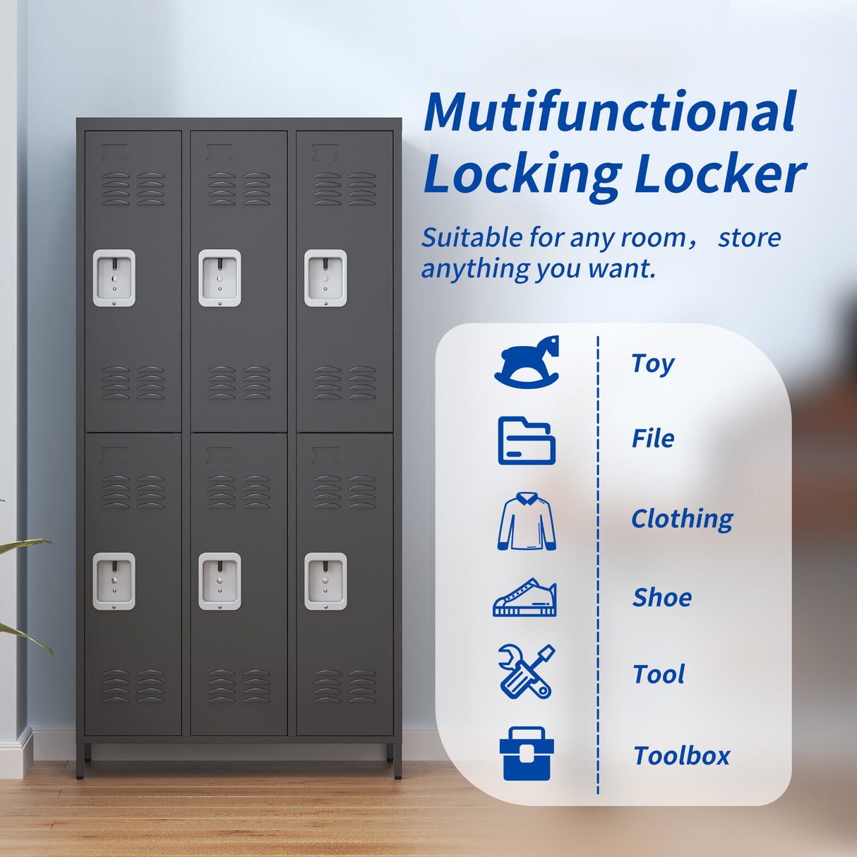 6 Door 72"H Metal Lockers with Lock