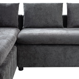 Modern L Shaped Sectional Sofa With Upholstery And Wooden Storage