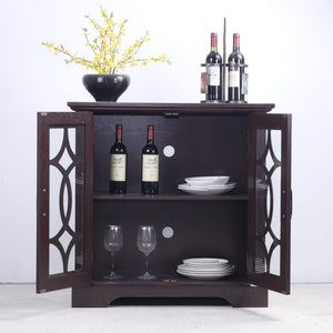 Modern Sideboard With Tempered Glass Doors - Ox Blood Red