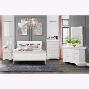 Charlston - Modern Sleigh Design Bed With LED