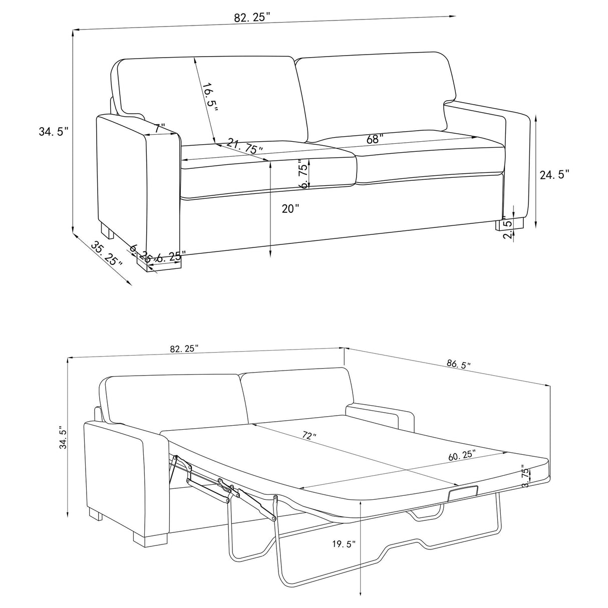 Vicente - Sleeper Sofa With Queen Mattress - Gray