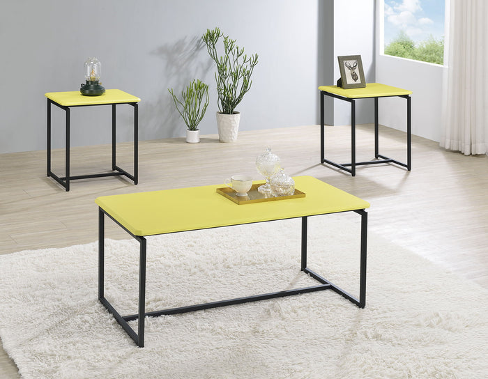 GT 3 Piece Carbon Fiber Wrap Coffee Table and End Table Set - Yellow or Blue