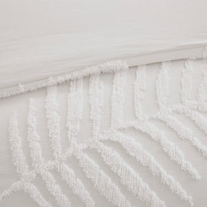 King/Cal King 3 Piece Tufted Cotton Chenille Damask Duvet Cover Set