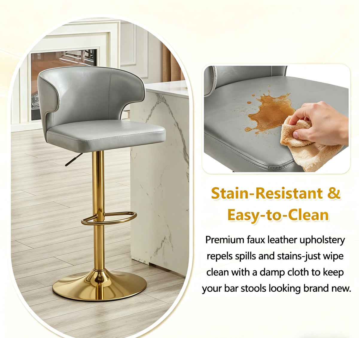 Modern Rotating Adjustable Bar Chair Set - Grey