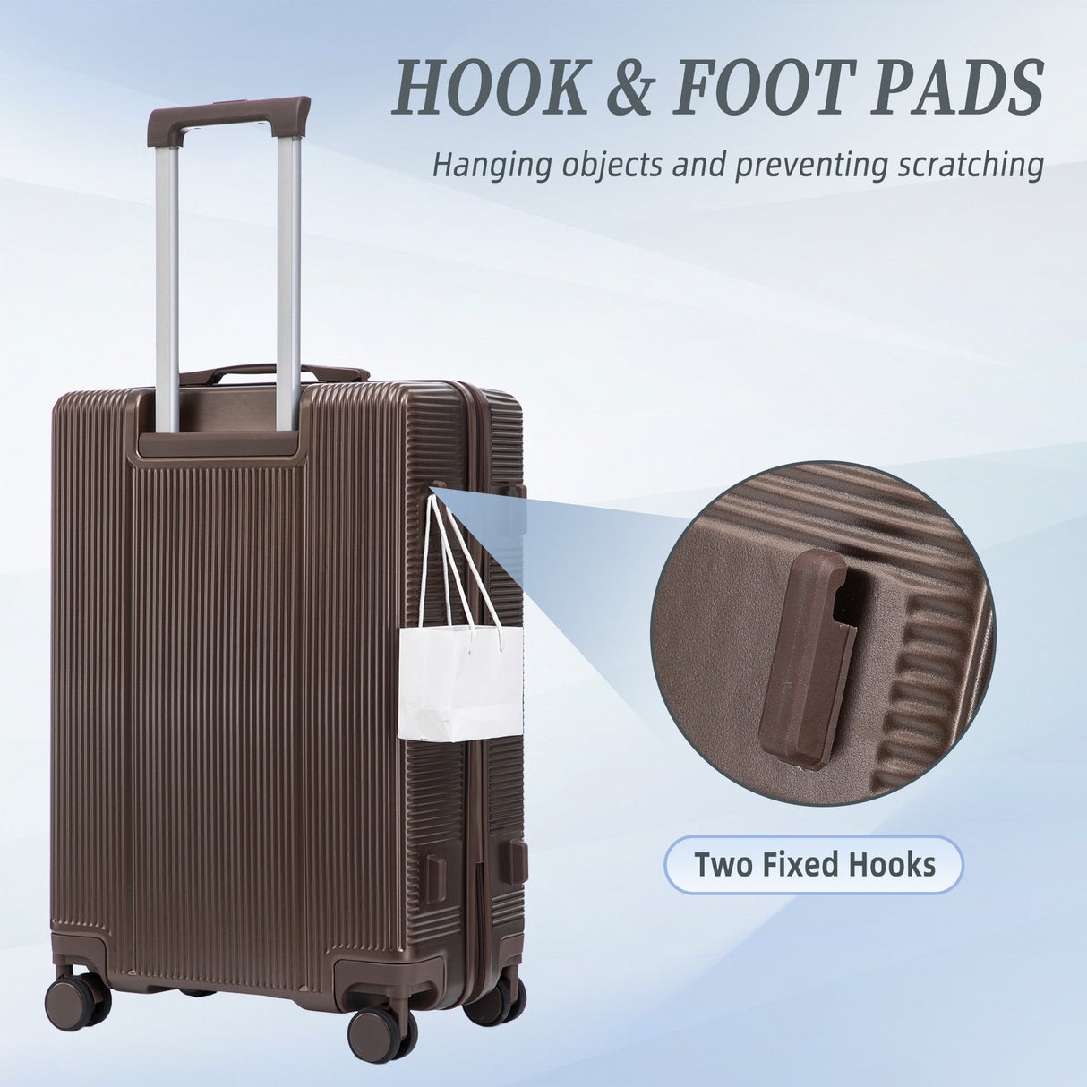 3 Piece ABS Spinner Wheel Luggage Set - Brown