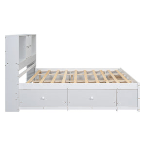 Platform Bed With Storage Headboard And 8 Drawers