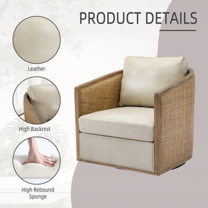 Barrel, Comfy Round Accent Sofa Chair With 360 Degree Swivel, Leisure Arm