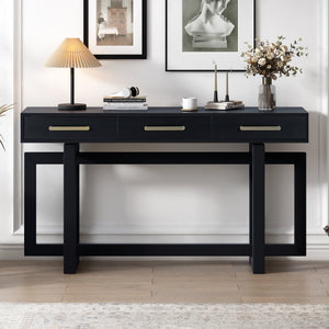 Elegant Console Table with Three Drawers - Black or Antique Gray