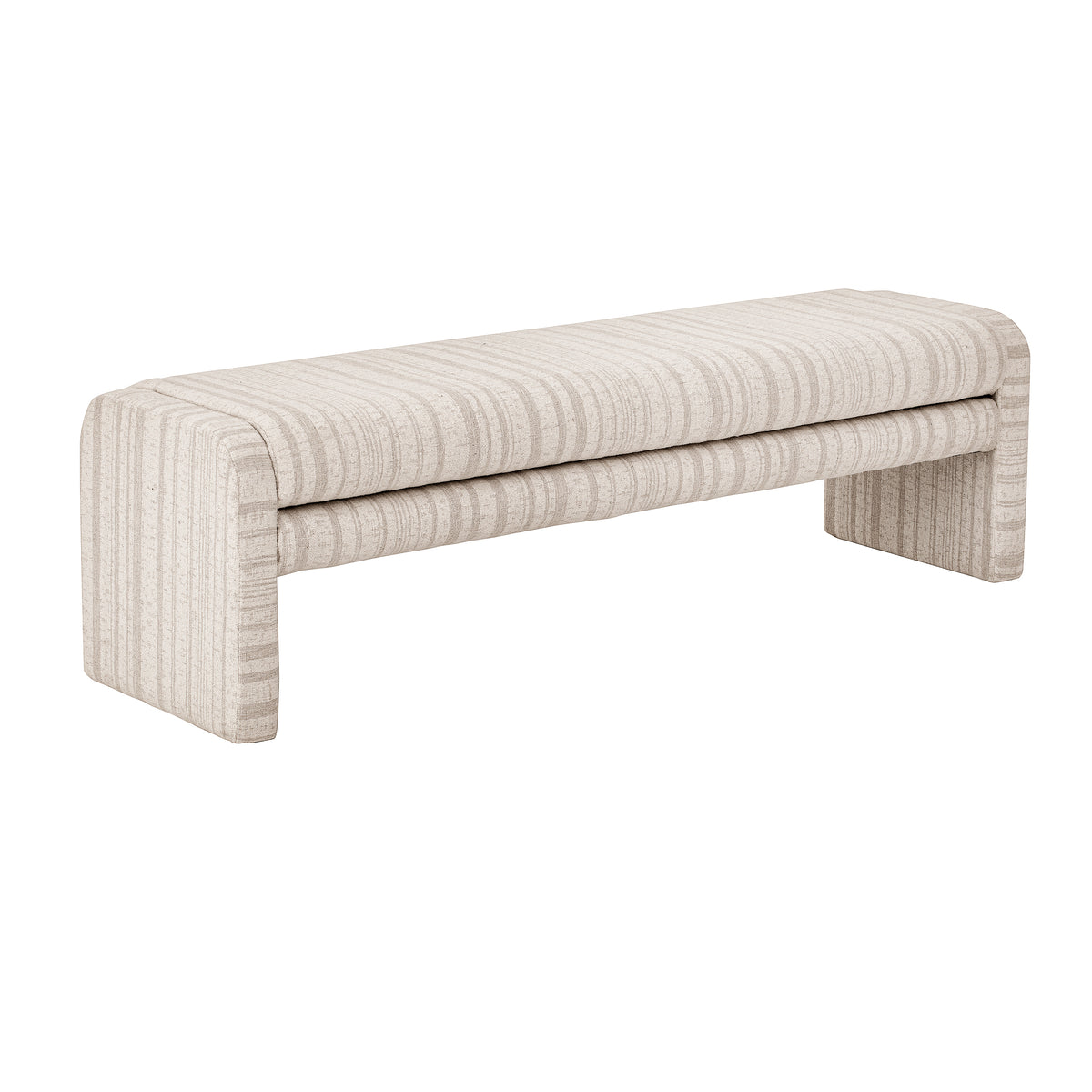 62.2 Inch Striped Upholstered Ottoman Bench