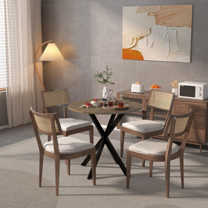 Round Dining Table For 2 - 4 People, Compact Kitchen Or Dining Room - Rustic Brown