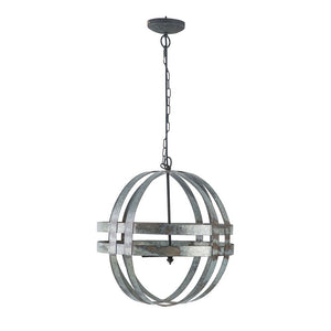 4 Light Galvanized Chandelier with Adjustable Chain