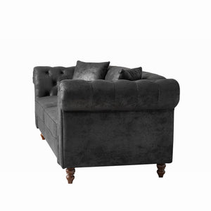 Chesterfield 3 And 3 Seater Sofa Set High Tech Fabric Roll Armrest Upholstered Couch