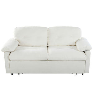 Convertible Pull Out Sofa Bed Queen Size, 3 In 1 With Side Storage