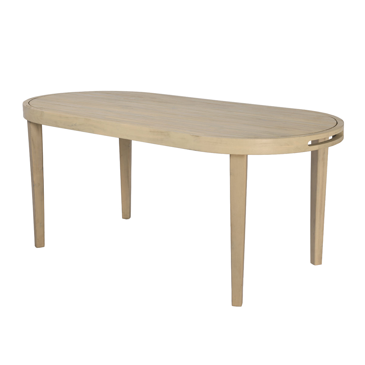 70" Oval Acacia Wood Outdoor Dining Table with Slatted Top