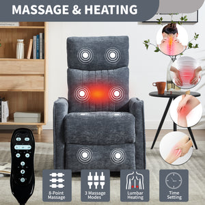 Blue Heat Massage Manual Recliner Chair