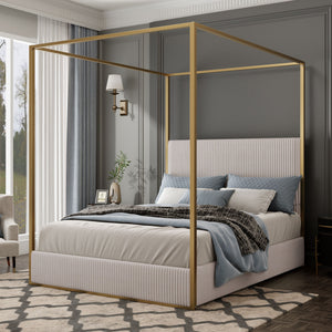 Luxury Canopy Bed With Upholstered Headboard