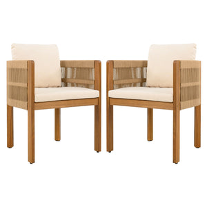 Outdoor Dining Chairs With Rope Handles (Set of 2)