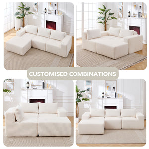 L-Shape Modern Minimalist Modular Sectional Sofa with Deep Seats