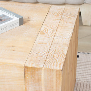49" Rustic Wood Coffee Table with Whitewashed Finish - Engineered Wood