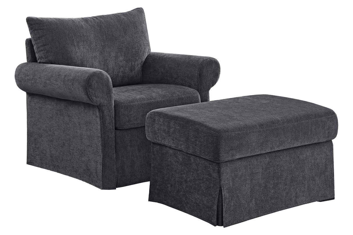 37.5" Accent Chair with Ottoman