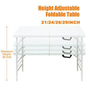 4ft Portable Folding Table with Durable Design - White or Black